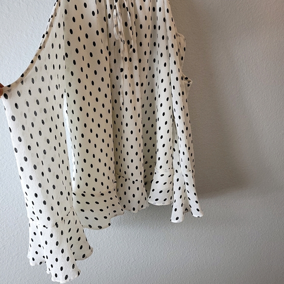 Parker Cold Shoulder Ivory Black Blouse - Picture 5 of 12